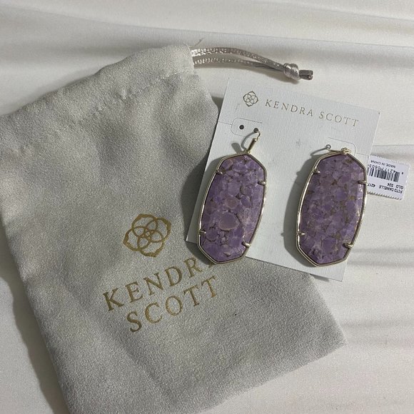 Kendra Scott Jewelry - Faceted Danielle Gold Earrings Lilac Magnesite